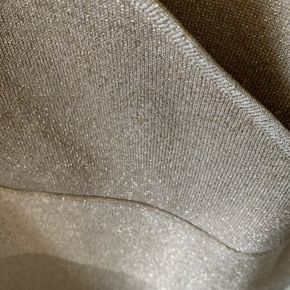Evie gold metallic silk faux wrap top. Size 1X - Picture 5 of 7